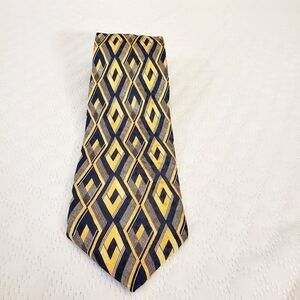 Tom James Yellow  & Navy Printed Tie